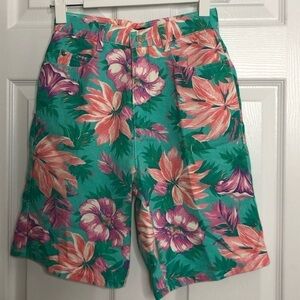 Vintage Mixed Blue Shorts Floral Green Pink Bright High Waist Jeans 3